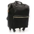 Bolsa de viaje de tela Oxford negra con cuatro ruedas giratorias y cremalleras - Bolsa de Trolley Individual / 18 Pulgadas / Negro Puro