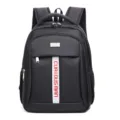 Mochila negra duradera para hombre con diseño único de estampado vertical CURIOUS MAN - Estilo de Impresión de Letras Verticales (6006) / Negro