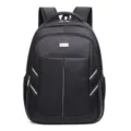 Mochila de viaje negra para hombre con compartimento para portátil y tiras reflectantes - Estilo de Línea Decorativa Blanca (8002) / Negro