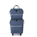 Juego de maletas de tela Oxford azul con ruedas universales y bolso a juego. - Juego de Dos Piezas / 18 Pulgadas / Azul Hormiga