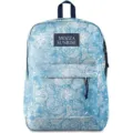 Lightweight light blue backpack featuring white paisley pattern and a functional front pocket. - 16" / Blue Paisley Print