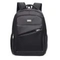 Mochila negra de negocios para portátil con logotipo metálico y diseño elegante - Estilo de Decoración con Cremallera Inclinada (8004) / Negro