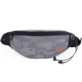 Ultralight gray camouflage waist bag with headphone port and Mazza Sunrise woven label - Gray Camouflage