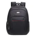 Mochila informal negra para negocios con detalle rojo y logo metálico - Estilo de Diseño de Línea Horizontal Roja (8005) / Negro