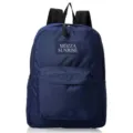 Durable navy blue lightweight backpack featuring a front pocket and branded patch - 16" / Navy Blue