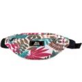 Colorful tropical leaf pattern travel waist bag with adjustable black strap - Colorful Leaves