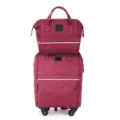 Juego de equipaje profesional de tela Oxford granate con maleta con ruedas y bolso a juego - Juego de Dos Piezas / 18 Pulgadas / Wine Red