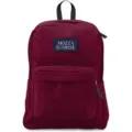 Lightweight maroon backpack for men and women featuring a front pocket and logo patch. - 16" / Burgundy