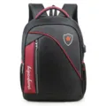 Elegante mochila de negocios y ocio para hombre en negro y rojo con bolsillo lateral - Estilo Serie 1604 (1604) / Negro