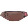 Ultra-light brown travel fanny pack with headphone port and multiple zipper pockets - Coffee
