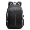 Mochila negra elegante para hombre, ideal para negocios y viajes con puerto de carga USB - Estilo Serie 1504 (1504) / Negro