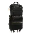 Juego de maletas de tela Oxford negra de primera calidad con 2 bolsas y ruedas giratorias - Juego de Dos Piezas / 18 Pulgadas / Negro Puro
