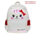 Süßer irisierender weißer Katzen-Schulrucksack mit roter Schleife für Mädchen - M / Schultertasche / Weiß