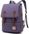Vintage purple canvas laptop backpack with USB charging port for travel and outdoors - Vintage Style (30527) / Without USB / Purple