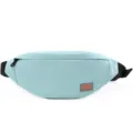 Lightweight light blue travel waist bag with adjustable black strap and front logo patch - Light Blue