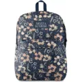 Lightweight navy floral backpack with pink flower print and brand label. - 16" / Dark Gray Floral Print