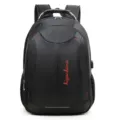 Elegante mochila negra para viajes de negocios con puerto de carga USB y bordado rojo - Estilo Serie 1501 (1501) / Negro