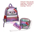 Holografisches metallisches 3-teiliges Cartoon-Katzen-Schulrucksack-Set mit Größe - M / Dreiteiliges Set / AB-Farbe