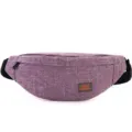 Ultra-lightweight purple heathered travel waist bag with adjustable black strap - Purple