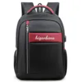 Mochila para portátil de hombre en negro y rojo con puerto de carga USB incorporado. - Estilo de la serie 1606 (1606) / Negro