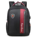 Mochila profesional de negocios para portátil en negro y rojo para hombre y viaje - Estilo de la serie 1602 (1602) / Negro