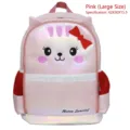 Großer rosa holografischer Cartoon-Katzen-Schulrucksack für Mädchen mit roter Schleife - L / Schultertasche / Rosa