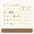 Recharges de calendrier de bureau 2027 avec de mignonnes illustrations de style de vie dessinées - Noyau de Calendrier - Modèle 2027