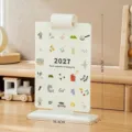 Calendrier de bureau 2027 minimaliste avec support blanc pour la planification quotidienne - 2026-2027 Avec Noyau / Blanc