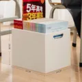 Organizador de escritorio de plástico blanco para libros, 32x24x25cm - Blanco Liso (Sin Ruedas)