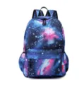 Mochila escolar con estampado de galaxia y nebulosa, bolso de lona para adolescentes - Bolso de hombro / Azul marino