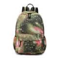 Mochila informal de lona de estilo coreano con estampado de galaxia y cielo estrellado - Bolso de hombro / Verde fresco