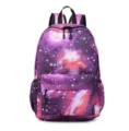Mochila unisex de lona con estampado de galaxia y cielo estrellado en tonos violeta y rojo - Bolso de hombro / Púrpura