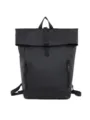 Matte black waterproof business leisure backpack for men with large capacity and roll-top - Black