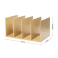 Plastic desktop book organizer stand, multi-compartment bookend for table storage. - Khaki