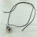 Minimalist silver pebble pendant necklace with adjustable black cord for men and women - Leather Cord Necklace (Stainless Steel Pebble Pendant)
