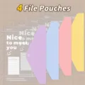 Set of 4 colorful A4 transparent file folders with snap closure and printed quotes - Set of 4 / Purple/Blue/Pink/Yellow
