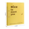 Bright yellow A4 ring binder with 'Nice to meet you' print and specific size dimensions - Single Folder / Lemon Yellow