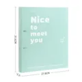 Mint green A4 binder folder with "Nice to meet you" print, dimensions 31.6x27.8x3.3cm. - Single Folder / Mint Green
