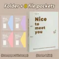 Creamy white A4 binder set including 8 colorful internal file bags for test paper storage - Folder Collection / 1 Folder + 4 Pockets / Cream White