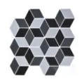 Adesivo murale geometrico cubo 3D moderno, piastrella adesiva da parete nera e grigia. - Stile Motivo Marmo Cubo Geometrico Nero Bianco Grigio (YJC0128) / 1 Pezzo (305*305mm)
