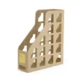 Single compartment khaki plastic hollow-out file rack desk organizer for office documents - Ginger