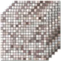 Close-up of 3D metallic mosaic wall tiles with brushed copper and silver finish. - Mosaic Series (Mixed Brown) / 305x305mm