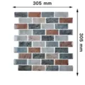 Adesivo murale 3D motivo mattoni 305x305mm impermeabile autoadesivo, Grigio - Mattone Multicolore Retrò / MY0023