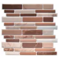Piastrella mosaico 3D marrone e marmo adesiva per cucina e bagno - Mattone di Marmo Marrone Beige (YJC0059Y)