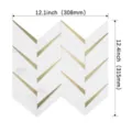 Piastrella a mosaico in metallo autoadesiva 3D, motivo chevron bianco e oro, 30x31 cm. - 308*315mm / Stile Chevron Bianco Oro (YLS025)