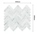 3D self-adhesive wall tile sticker with white marble herringbone pattern, 305x305mm size - White Marble Herringbone (YJCH0005) / 305mm x 305mm