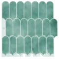 Adesivo per piastrelle da parete 3D verde, impermeabile autoadesivo motivo a squame per cucina. - Scaglie di pesce verdi / YJC0131Y-1