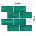 Adesivo murale piastrelle metropolitana verde 3D impermeabile autoadesivo 12x10 pollici - Motivo Ghiaccio Incrinato Verde Smeraldo (MY010) / Pezzo Singolo
