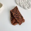 Leopardenmuster Mittelsocken für Damen, kuschelige warme Winterstrümpfe im Vintage-Stil. - 35-39 / Rostrot