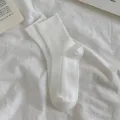 Plain white mid-calf socks for women, classic ribbed knit, soft comfortable cotton daily wear. - One Size (EU 35-40) / Pure White